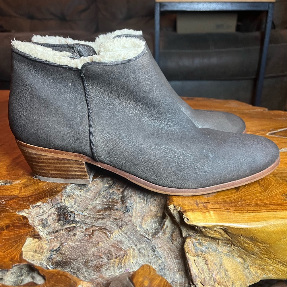 Sam Edelman Petty Shearling Leather Ankle Booties Brown Size 9.5